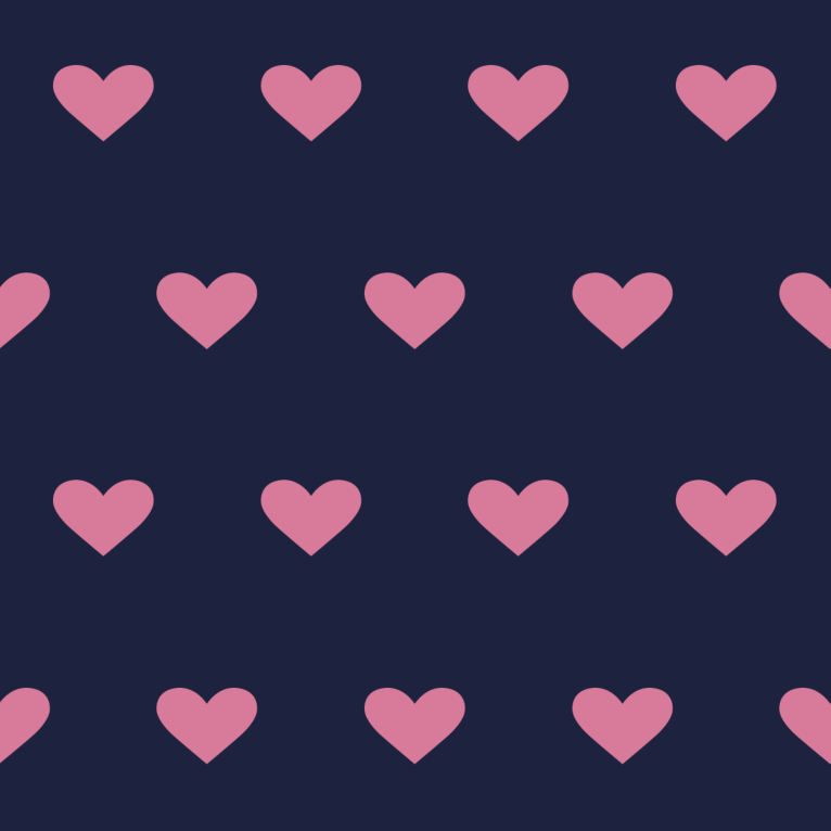 Placement guide showing the same sparse heart scale on equal rows, with alternate rows offset by half a repeat