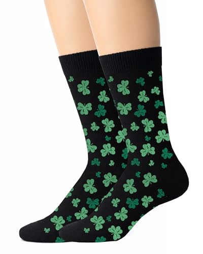 Existing Man of Men black socks covered in green clover motifs